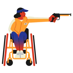 femme handicapé qui pratique du tir sportif