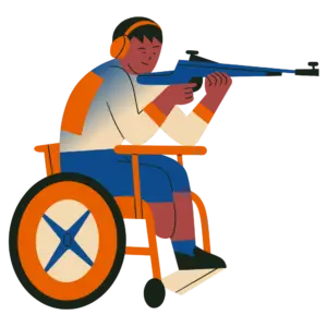 homme handicapé qui pratique du tir sportif